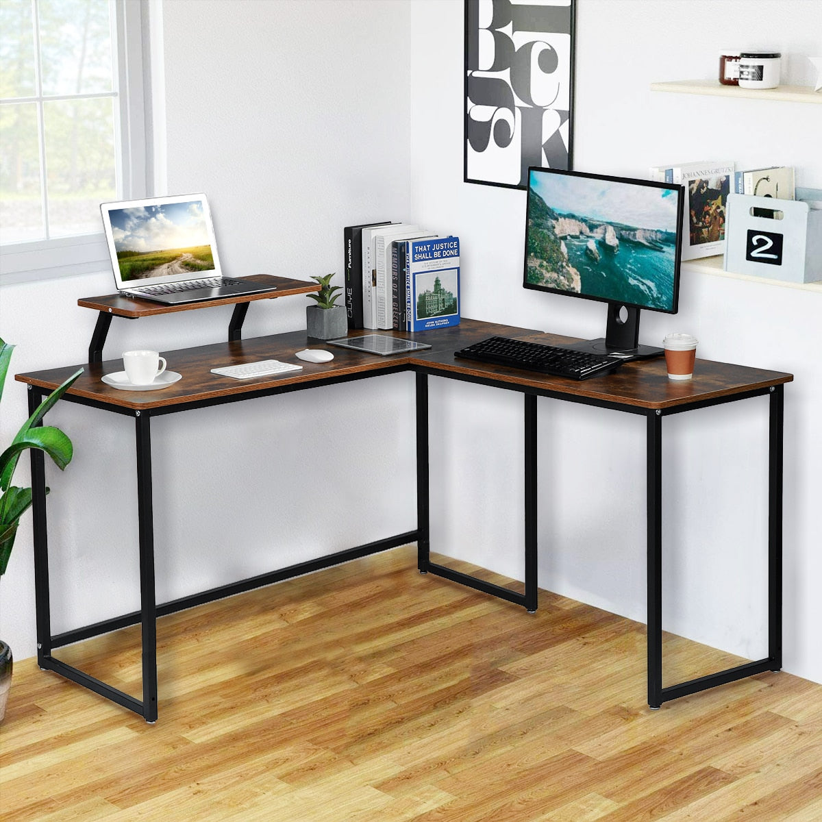 Modern Simple L-Shaped Corner Desktop Computer Desk Table Laptop Table Writing Desk Home Office Furniture Standing Desk meubles