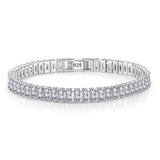 Solid 925 Sterling Silver 15-21CM Created Moissanite Diamond Tennis Charm Bracelets for Women Wedding Fine Jewelry