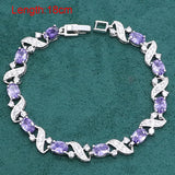 Purple Amethyst 925 Sterling Silver Jewelry set for Women Bracelet Earrings Necklace pendant Ring