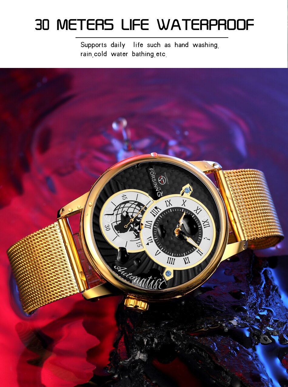 New FORSINING FSG8201 Men's Watch Waterproof Mechanical Mens Watches Leather Belt Luxury Business Automatic Watch Men Wristwatch