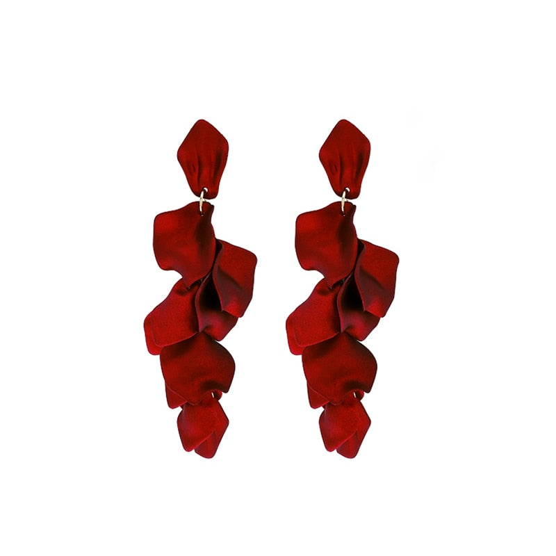 XIYANIKE 2019 New Arrival Vintage Women Dangle Earrings Sexy Rose Petal Long Tassel Earrings Female Korean Jewelry Red Earrings