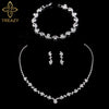 TREAZY Silver Color Rhinestone Crystal Bridal Jewelry Sets for Women Necklace Earrings Bracelet Set Wedding Jewelry Accessories