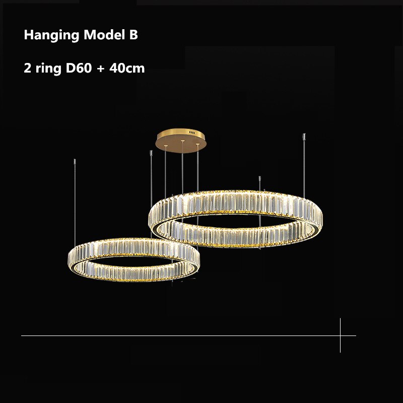 Modern Chrome Gold Steel Led Chandelier Villa Stairs Dimmable Circle Chandelier Lighting Foyer Hanging Chandelier Lamp Fixtures