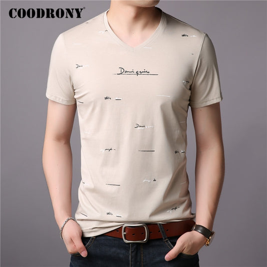 COODRONY Brand T Shirt Men Fashion Casual V-Neck T-Shirt Streetwear Mens Clothing 2020 Summer Soft Cotton Tee Shirt Homme C5074S