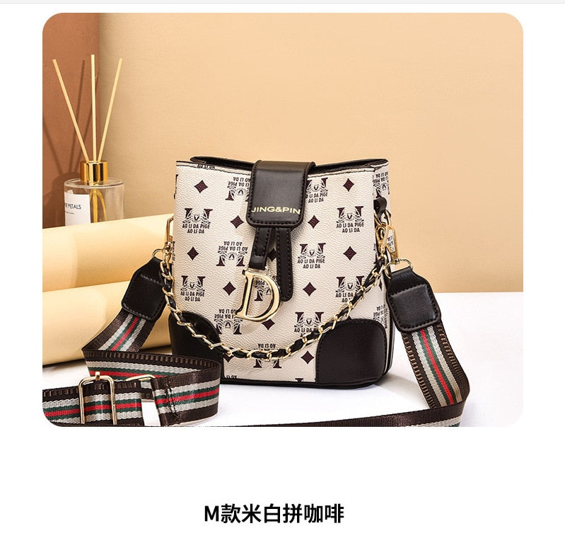 Bucket bag 2021 new net red fashion women's bag spring and autumn winter versatile women's printed shoulder bag