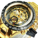 Winner Gold Skeleton Watch For Men Automatic Watches Mens 2020 Top Brand Luxury Sport Mechanical Clock Stainless Steel Relogio