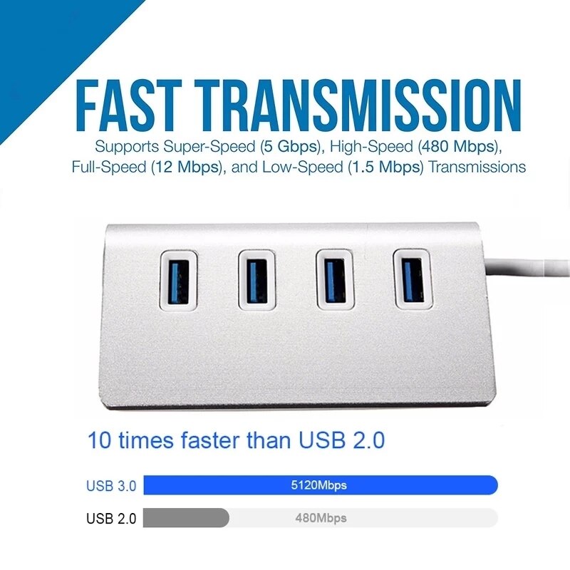 USB 3.0 HUB Multi 4 Port With 5Gbps High Speed Power Adapter Multi USB 3.0 Hub USB Splitter For PC Laptop Computer Accessories