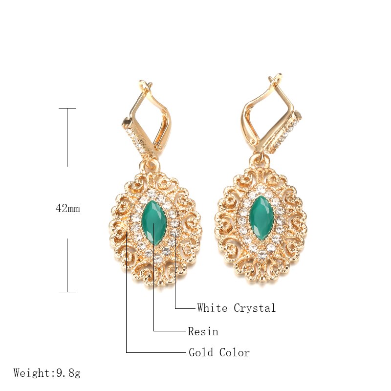 Kinel Dubai Gold Color Arabic Earring For Women Ethnic Wedding Jewelry Morocco Caftan Fashion Accessories Crystal Gift