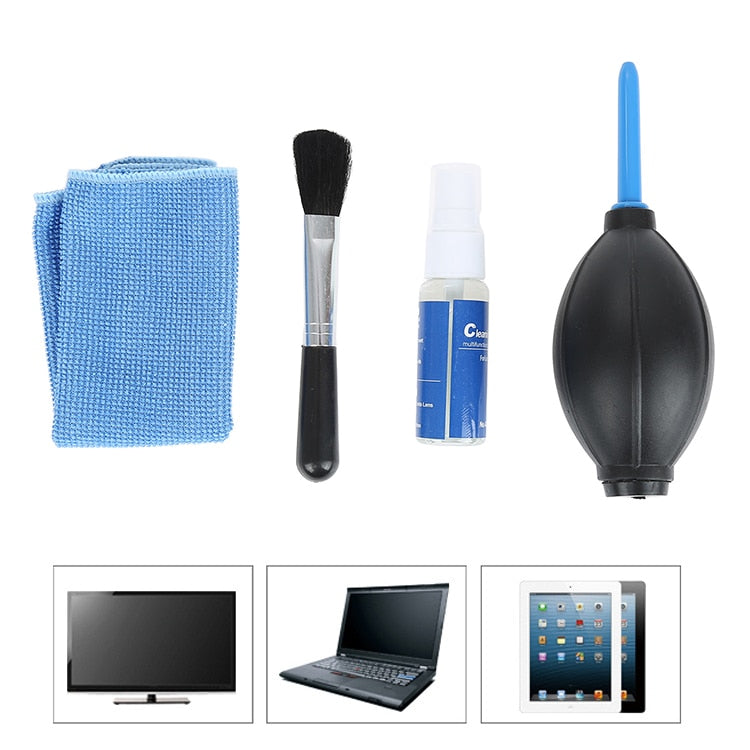 Screen Cleaning Kit for LCD LED Plasma TV PC Monitor Laptop Tablet iPad Cleaner 4 In 1 Labtop Computer Screen TV LCD LED PC