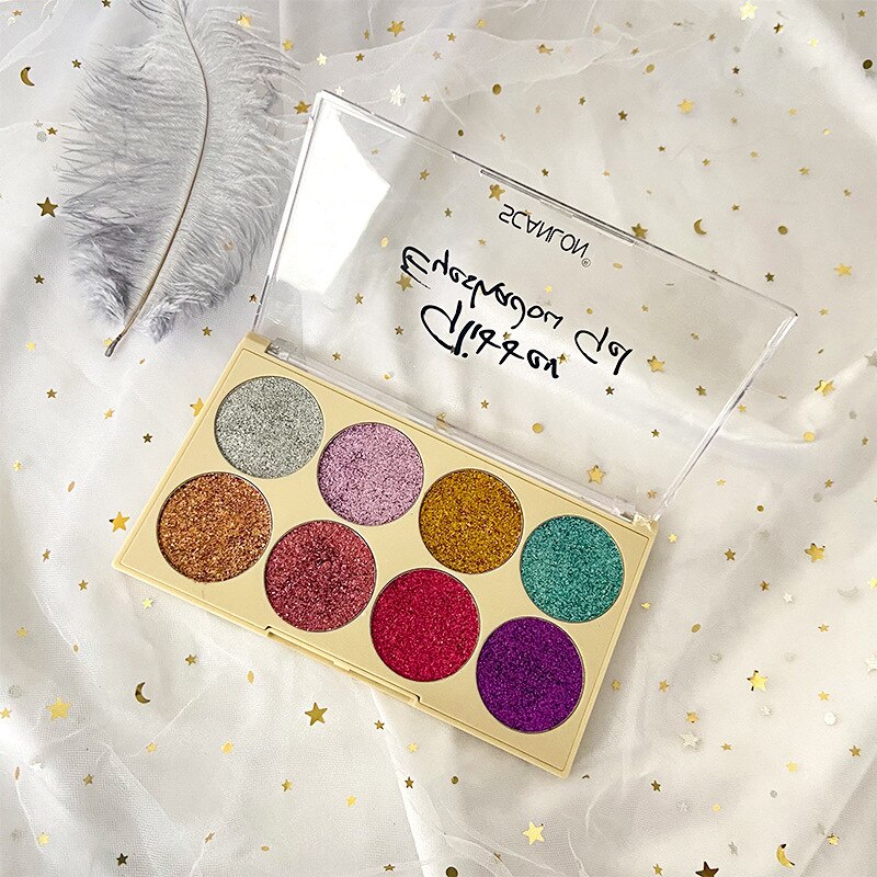 8Color Sequins Pearle Metallic Face Clavicle Brightening Pallete Pigment Professional Long-lasting Make Up Eyeshadow Palette