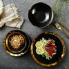 European Style Gold Side Black Plate Retro Tableware Matte Steak Dish Dessert Tray Kitchen Dinner Plates Ceramic Dishes Plates