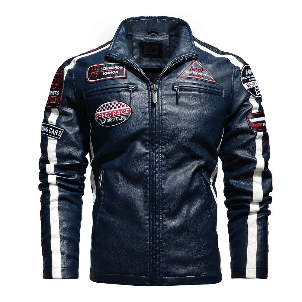 Aliksada Men Autumn Winter New Fashion Motor Biker Leather Jackets Coat Men Vintage Style Patchwork PU Faux Leather Jackets Men