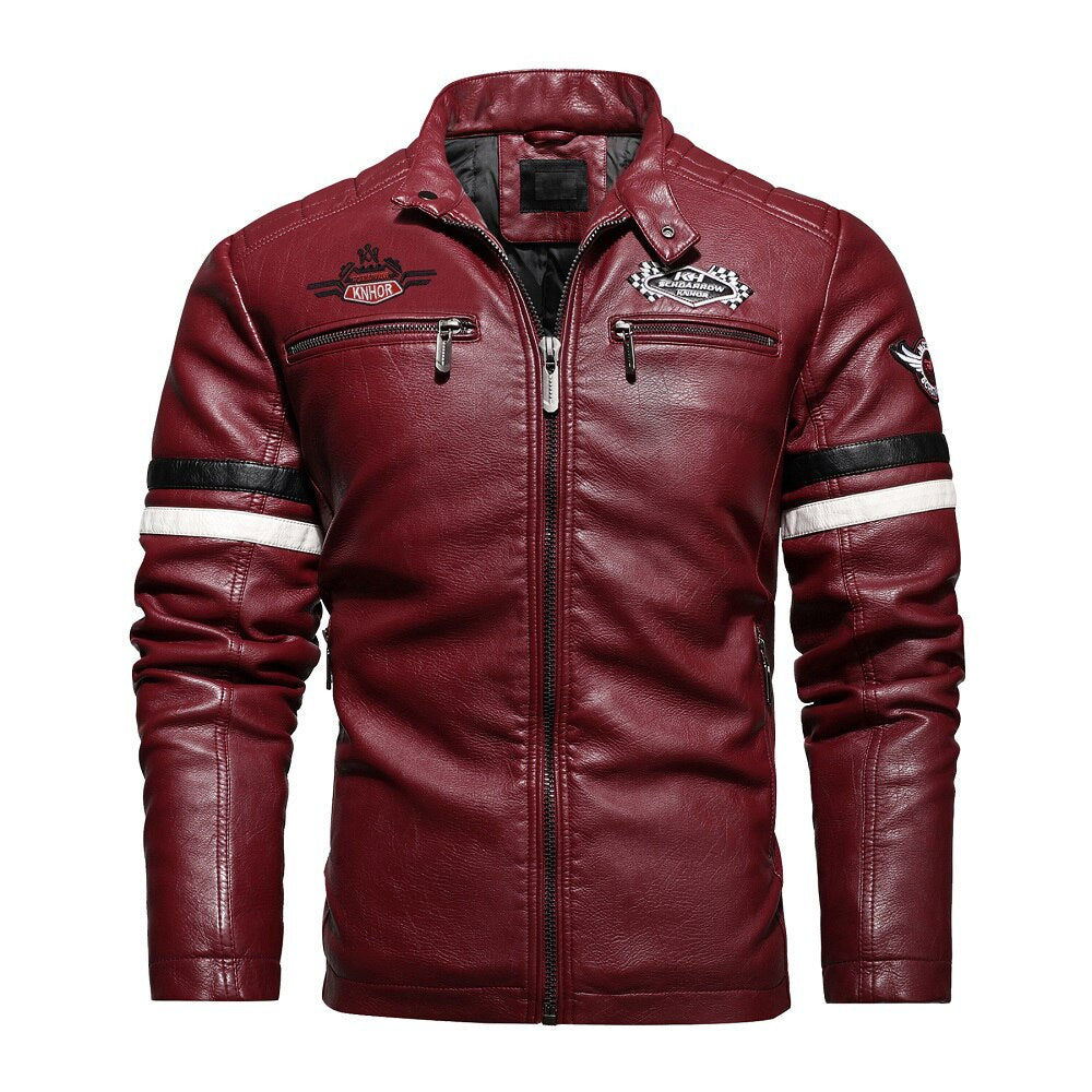 Aliksada Men Autumn Winter New Fashion Motor Biker Leather Jackets Coat Men Vintage Style Patchwork PU Faux Leather Jackets Men