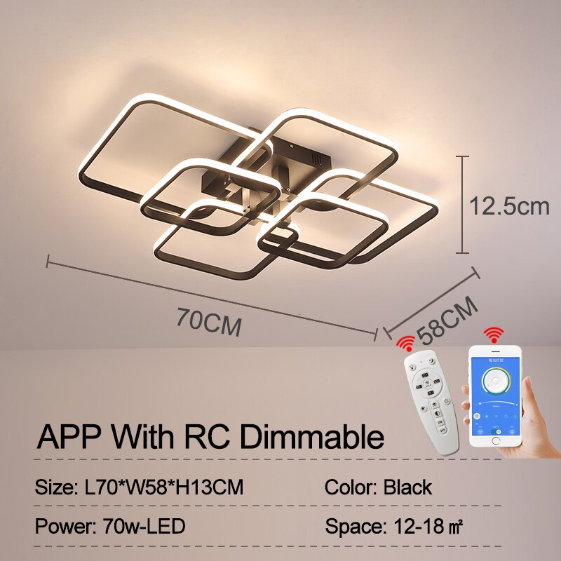 Square Circel Rings Chandelier For Living Room Bedroom Home AC85-265V Modern Led Ceiling Chandelier Lamp Fixtures Free Shipping