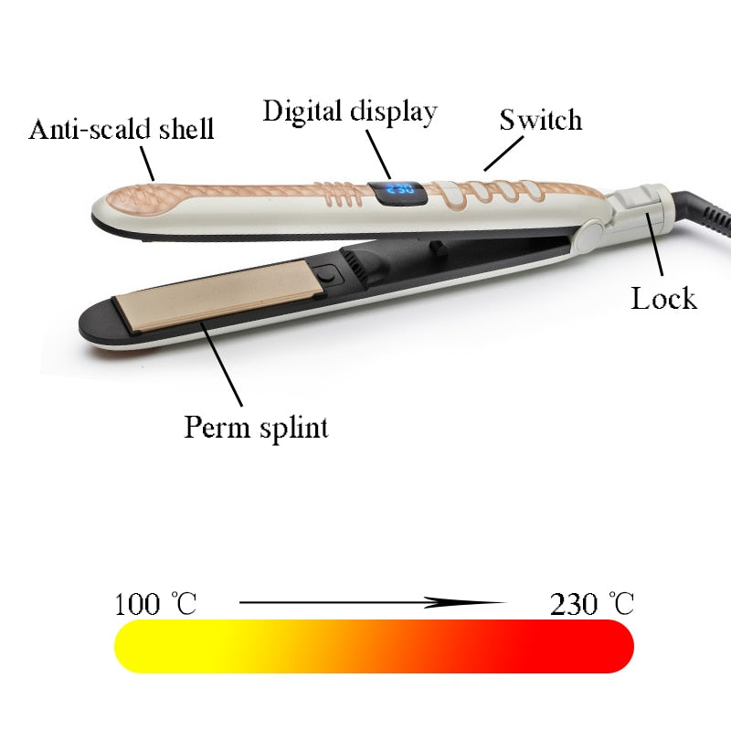 Professional Hair Straightener Curler Ceramic Plate LED Display Flat Iron Fast Heat 2 IN 1 Hair Straightening Iron Styling Tools