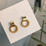 Flashbuy Fashion Gold Round Alloy Earring For Women Statement Korean Geometric Drop Earrings Wedding Jewelry Accessories