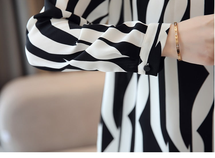 Fashion Woman Blouse 2021 Striped Chiffon Blouse Shirt Long Sleeve Women Shirts Office Work Wear Womens Tops Blusas 0941 60