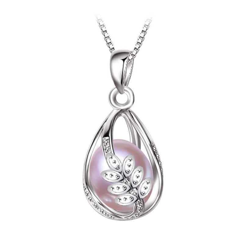 FENASY Natural Freshwater Pearl Pendant Cage Necklace Fashion 925 Sterling Silver Boho Statement Necklace Pearl Jewelry