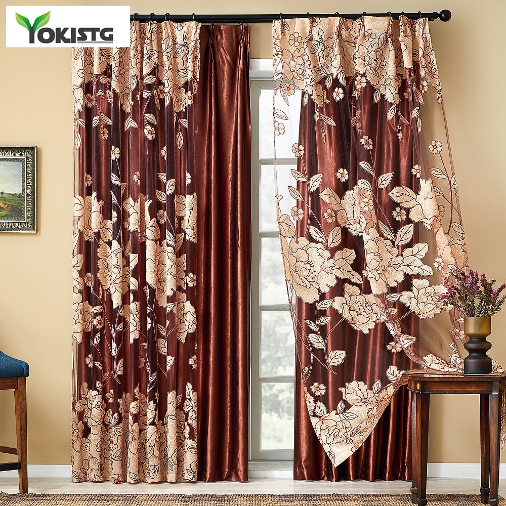 YokiSTG Modern Luxury Embroidered Sheer Curtains for Living Room Bedroom Kitchen Door Tulle Curtains Drapes Window Treatments