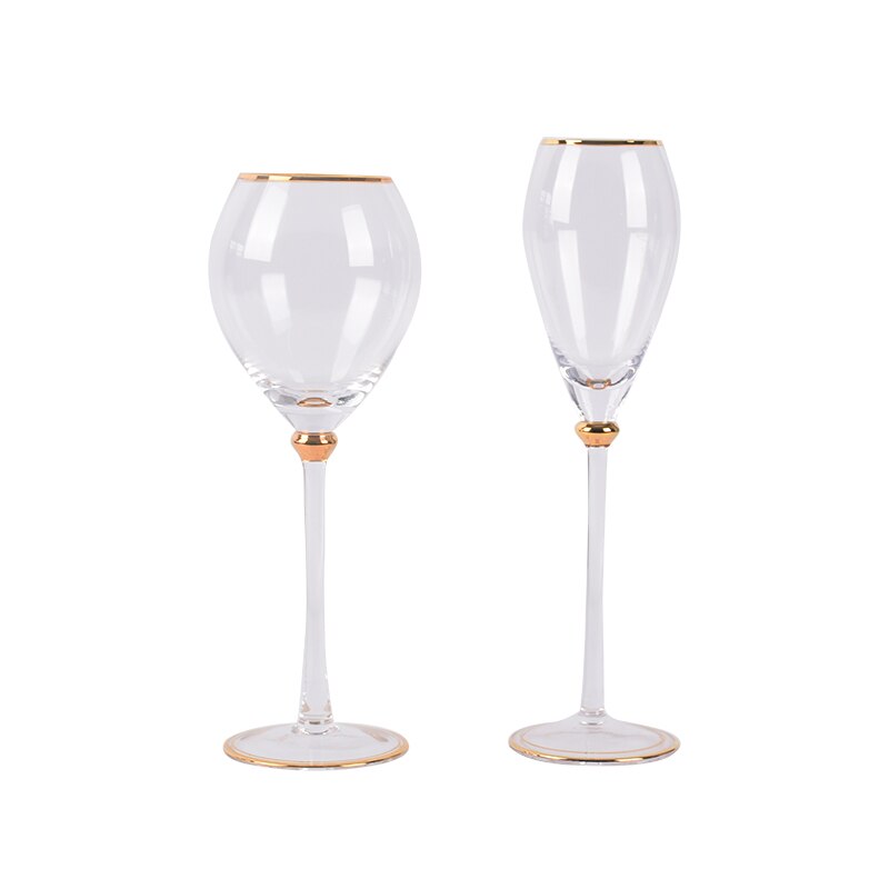 High quality Crystal glass cup golden side Goblet Wine Cup Champagne Glasses Creative Bar party hotel Home Drinking Ware