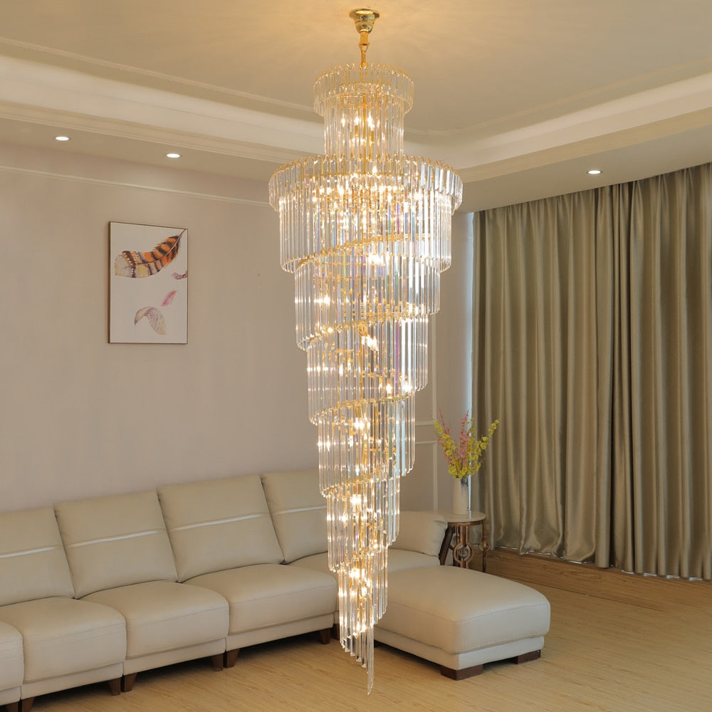 Luxury modern crystal chandelier for staircase gold/chrome home decoration loft chandeliers lighting fixtures