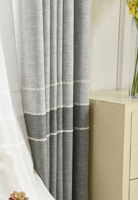 Simple Modern Cotton Hemp Nordic Wind Shading Curtains for Living Dining Room Bedroom.