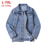 2020 Men's Denim Jacket Plus Size 5XL 6XL 7XL Light Blue Denim Jacket Men Fashion Design Spring Large Male Oversized Jean Jacket