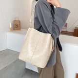 Vintage Crocodile Pattern Crossbody Bags For Women 2021 PU Leather Trend Designer Shoulder Handbags Large Capacity Bucket Bag
