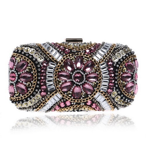 SEKUSA Vintage style women beaded evening bags embroidery small day clutches wedding bridal handbags diamonds case purse