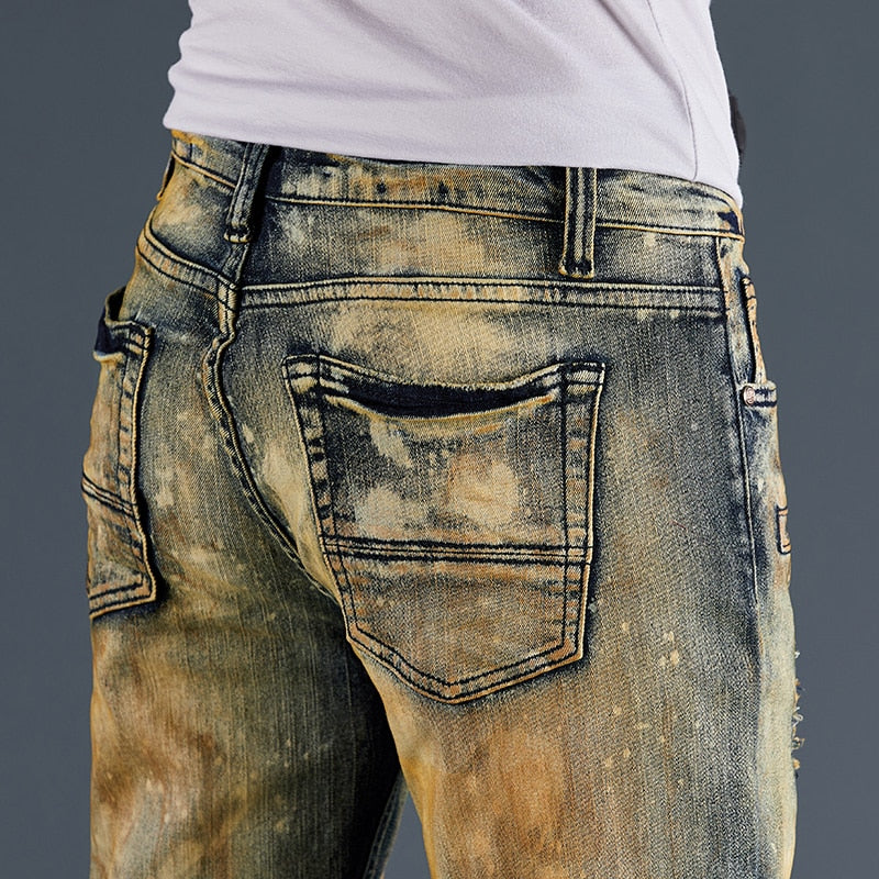 Men'S Pants Jeans Locomotive Fashion Denim Trousers Biker High Quality Male Straight Casual Designer Ripped Comfortable Advanced