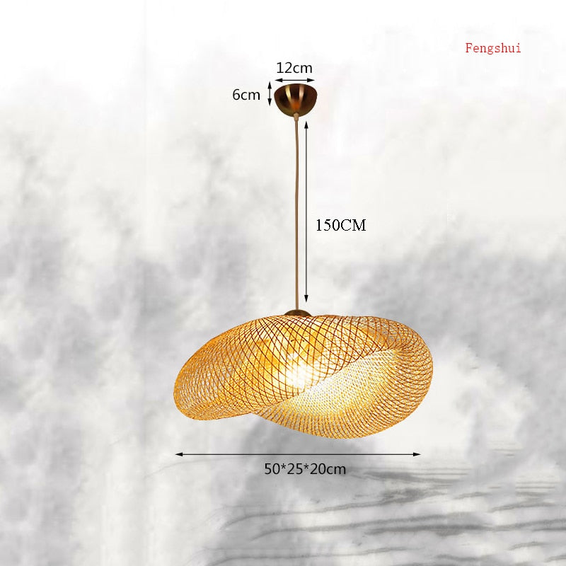 Modern Art Pendant Lights Vintage Bamboo Lamp Restaurant Rattan Pendant Lamp for Living Room Hanging Kitchen Lamp Light Fixtures