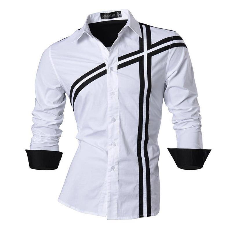 jeansian Spring Autumn Features Shirts Men Casual Long Sleeve Casual Slim Fit Male Shirts Zipper Decoration (No Pockets) Z015