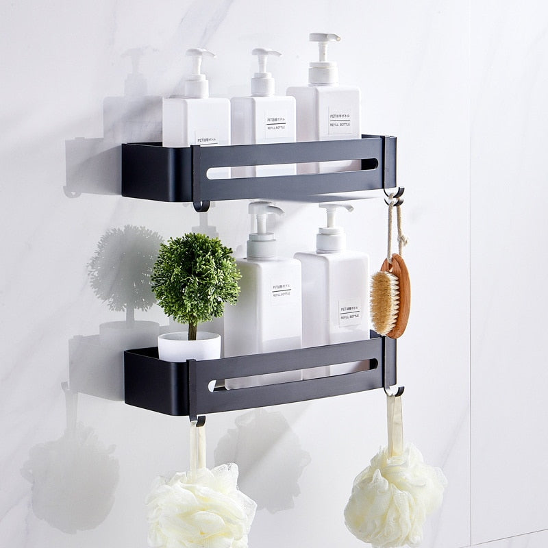 Bathroom Corner Shelves Shower Shelf Bath Shampoo Storage Rack Wall Mounted Aluminum Bathroom Basket Holder Kitchen Accessories