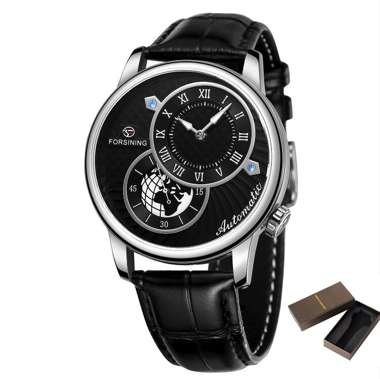 New FORSINING FSG8201 Men's Watch Waterproof Mechanical Mens Watches Leather Belt Luxury Business Automatic Watch Men Wristwatch