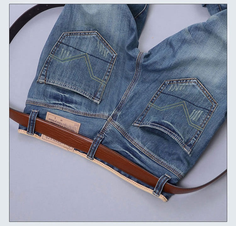 Men's Business Jeans Classic Spring Autumn Male Skinny Straight Stretch Brand Denim Pants Summer Overalls Slim Fit Trousers 2022