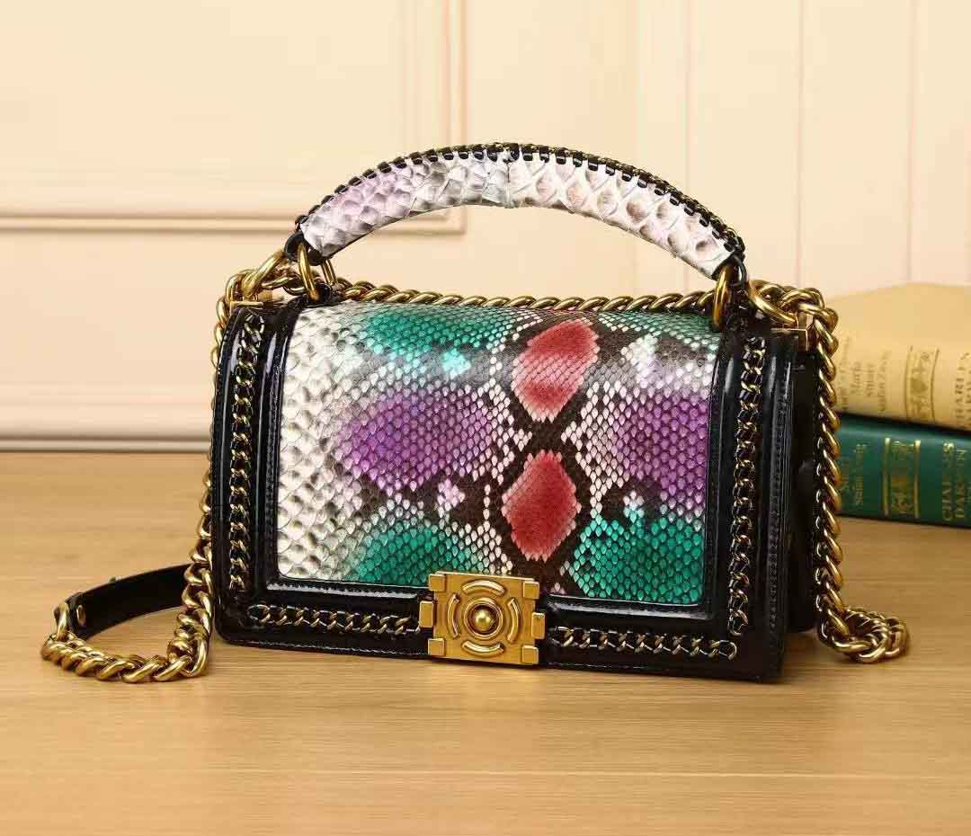 Luxury handbag real cowhide with snake skin fashion Handbag women's leather women bags designer handbags quality Women's bag