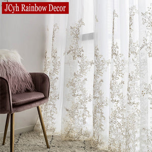 Luxury Princess Tulle Curtains For Bedroom Romantic White Sheer Curtains For Living Room Embroidered 3D Yarn Girls Voile Curtain