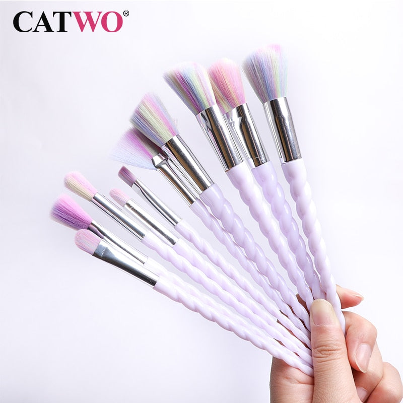 Catwo Makeup Brushes Set Eye Shadow Foundation Powder Eyeliner Eyelash Lip Make Up Brush Cosmetic Beauty Tool Kit Hot 10Pcs