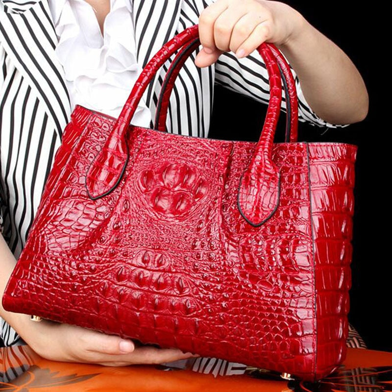 Handbag women's leather Tote Bag Quality Cowhide Crocodile Pattern bags 2021 women's brand Luxury Designer Women's bag