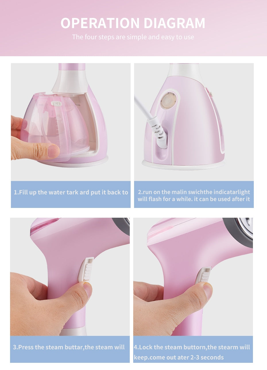 saengQ Handheld Garment Steamer 1500W Household Fabric Steam Iron 280ml Mini Portable Vertical Fast-Heat For Clothes Ironing