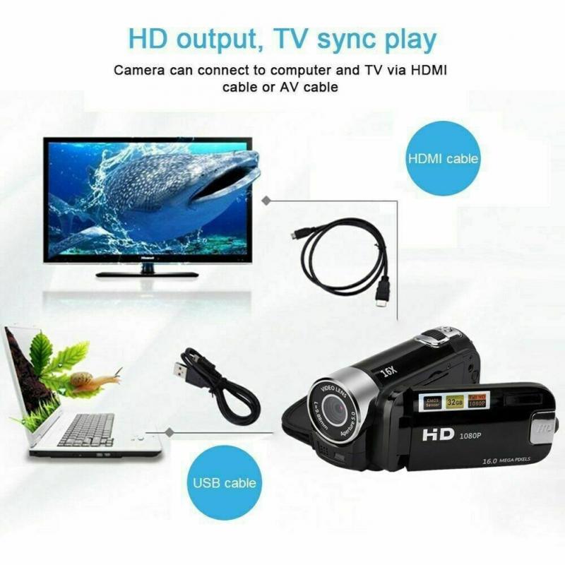 16MP HD 1080P Digital Video Camera Camcorder 16X Digital Zoom Video Camcorder 2.7inch TFT LCD Screen Shooting DVR Video Recorder