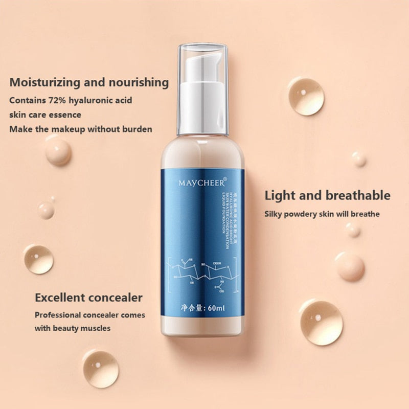 New 60ML Hyaluronic acid bb cream skin care liquid foundation for Whitening Brightening Hydrating Concealer Dry Skin foundation