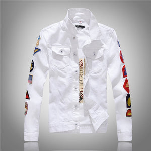 Men Coat Slim Fit Overcoat For Men Men Jackets Coats Fashion White Simple Design Cowboy Casual Denim Jacket Pure Color Autumn