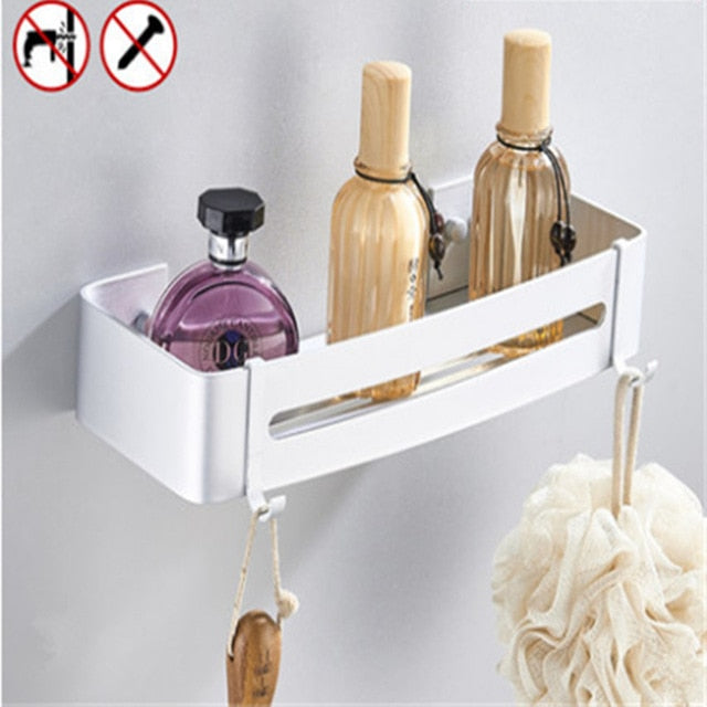 Bathroom Corner Shelves Shower Shelf Bath Shampoo Storage Rack Wall Mounted Aluminum Bathroom Basket Holder Kitchen Accessories