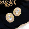 FYUAN Geometric Full Rhinestones Stud Earrings for Women Shine Oversize Round Crystal Earrings Weddings Party Jewelry Gift