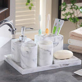 Nordic Bathroom Set Marble Pattern Resin Washroom Accessories Toothbrush Holder Soap Dispenser Soap Dish Bathroom Tray for Weddi