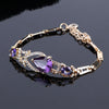 Women Gold Color Purple Zircon Crystal African Beads Necklace Bracelet Earring Ring Saudi Jewelry Set Party Bridal Decoration