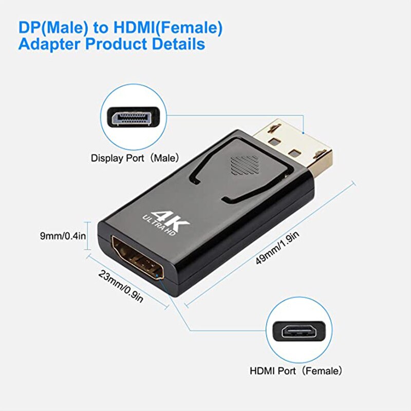 4K Male DisplayPort to HDMI Female Adapter Gold Plated DP to HDMI Converter For Computer Desktop Labtop PC Monitor HDTV