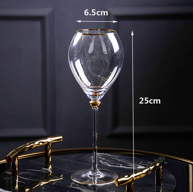 High quality Crystal glass cup golden side Goblet Wine Cup Champagne Glasses Creative Bar party hotel Home Drinking Ware