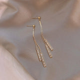 2020 New Long Crystal Tassel Gold Color Dangle Earrings for Women Wedding Drop Earing Fashion Jewelry Gifts